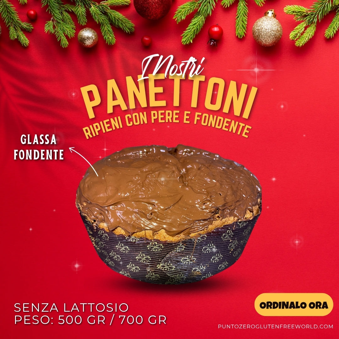 PANETTONE RIPIENO CON PERE E CIOCCOLATO FONDENTE (Senza lattosio)